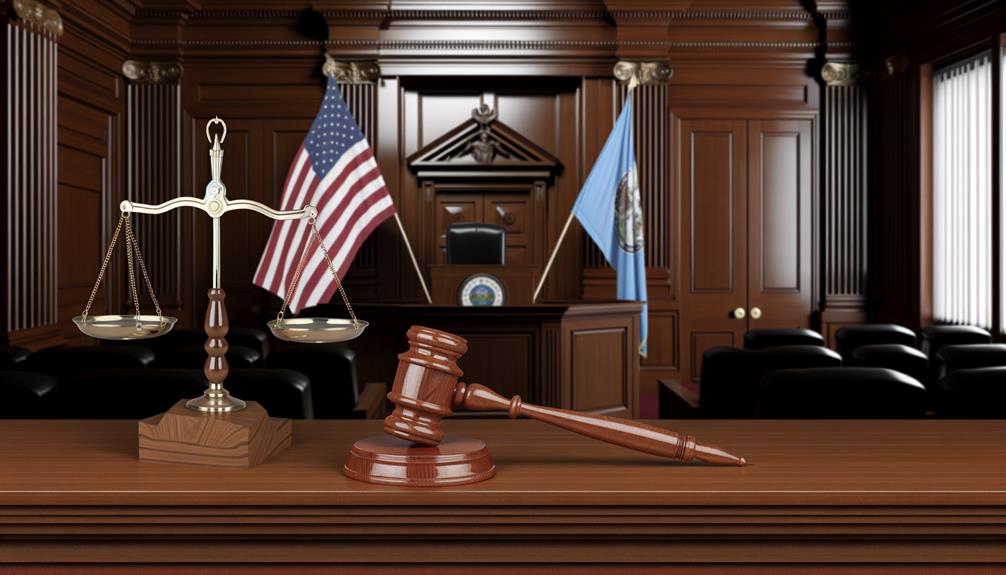 legal proceedings with flags