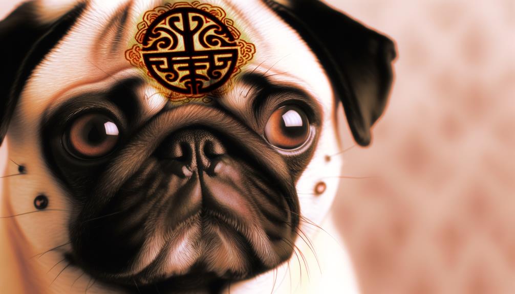 pug with chinese symbol